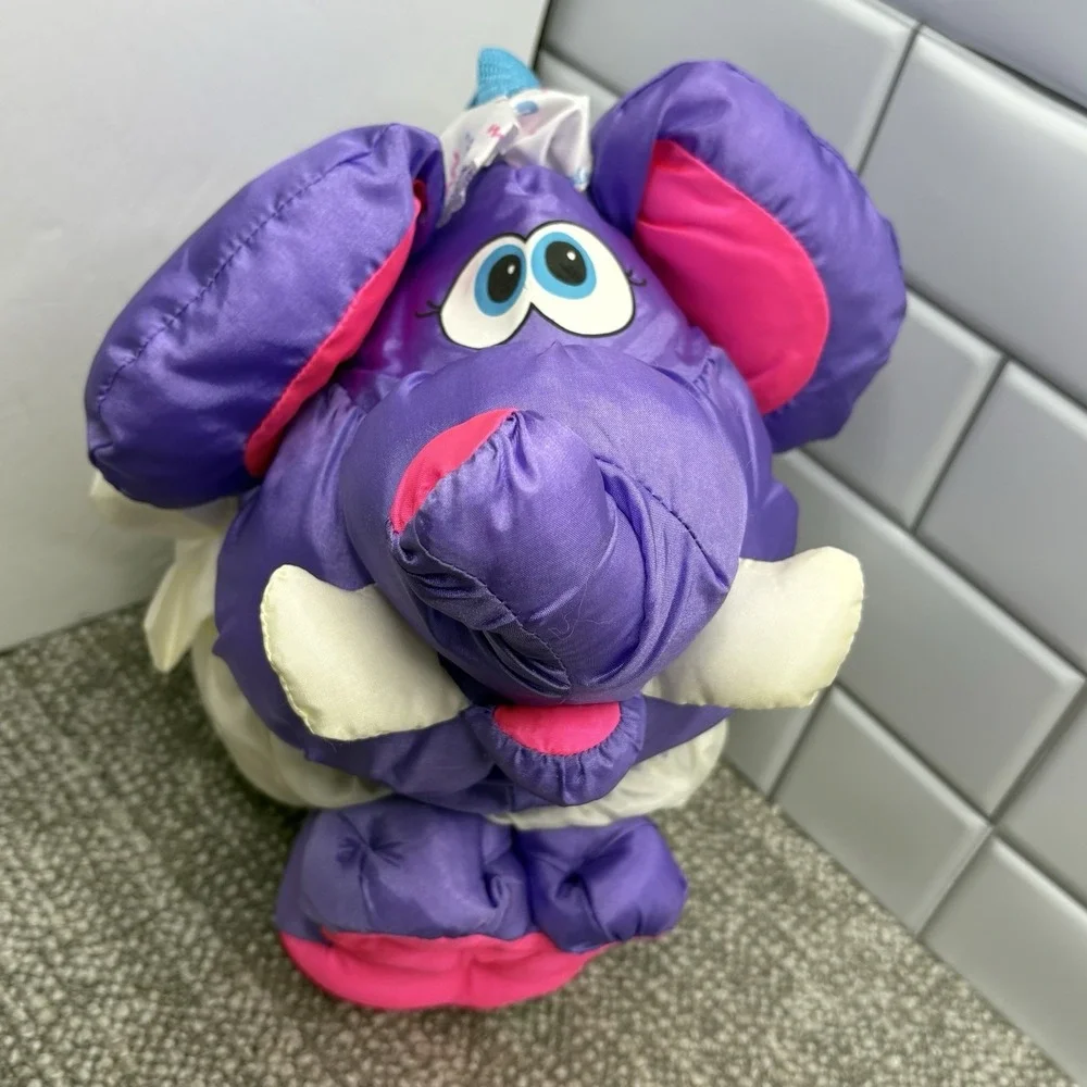 Fisher Price Big Things Plush Elephant Toy 1994‎ Purple Pink White Stuffed Hg10